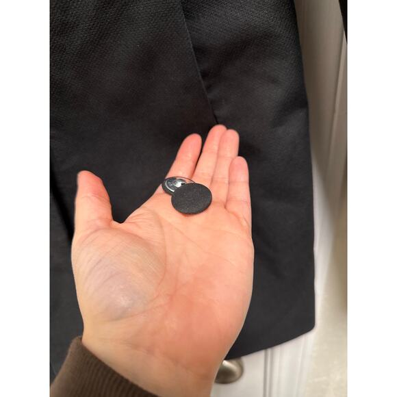 J. Crew Black Cotton Ruffle Gamine Tie Waist Fitted Peacoat Midi Jacket Size 2 - Picture 6 of 8